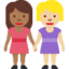 women holding hands: medium-dark skin tone, medium-light skin tone