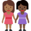 women holding hands: medium-dark skin tone, dark skin tone