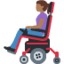 woman in motorized wheelchair: medium-dark skin tone