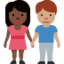 woman and man holding hands: dark skin tone, medium skin tone