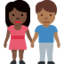 woman and man holding hands: dark skin tone, medium-dark skin tone