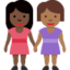 women holding hands: dark skin tone, medium-dark skin tone