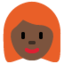 woman: dark skin tone, red hair