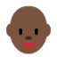 woman: dark skin tone, bald