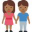 woman and man holding hands: medium-dark skin tone