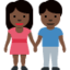 woman and man holding hands: dark skin tone