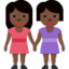 women holding hands: dark skin tone