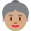 old woman: medium skin tone