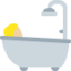 person taking bath: medium-light skin tone