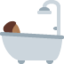 person taking bath: medium-dark skin tone