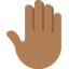 raised back of hand: medium-dark skin tone