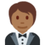 person in tuxedo: medium-dark skin tone