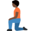 person kneeling: dark skin tone