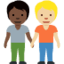 people holding hands: dark skin tone, medium-light skin tone