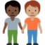 people holding hands: dark skin tone, medium skin tone