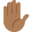 raised hand: medium-dark skin tone