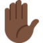 raised hand: dark skin tone