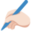 writing hand: light skin tone